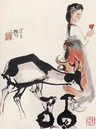 程十发 1978年作 快乐图 立轴
